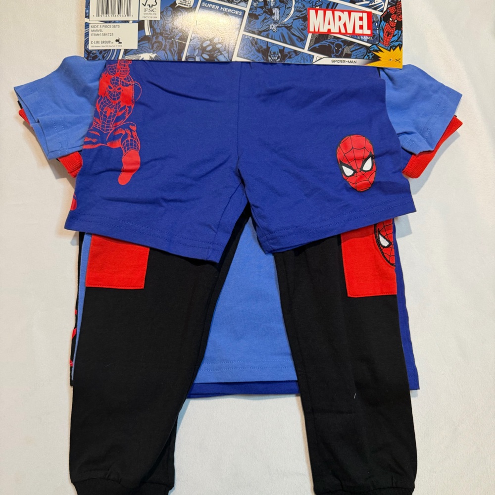 Marvel Spider-Man Kids five piece clothing set - Black, Blue, and Red - Picture 3 of 9